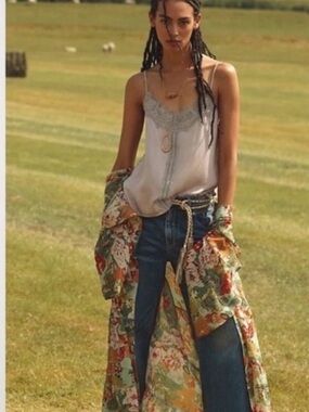 Anthropologie Floral Sheer Kimono, O/S